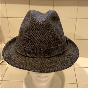 Grey dark color Union Fedora Homburg style hat, made in USA, wool, vintage